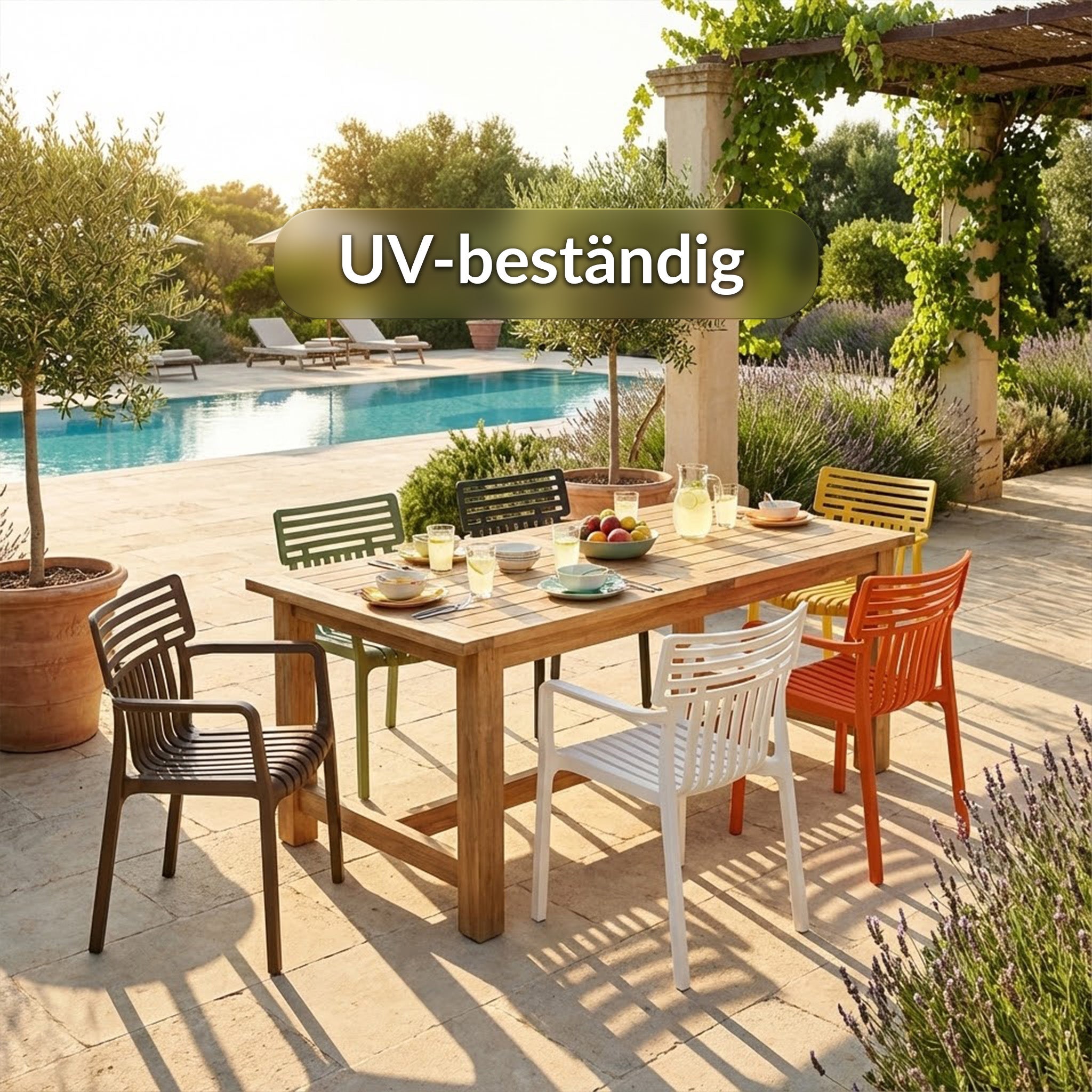 Chaise de jardin sans coussin en Polypropylène Jaune - 5