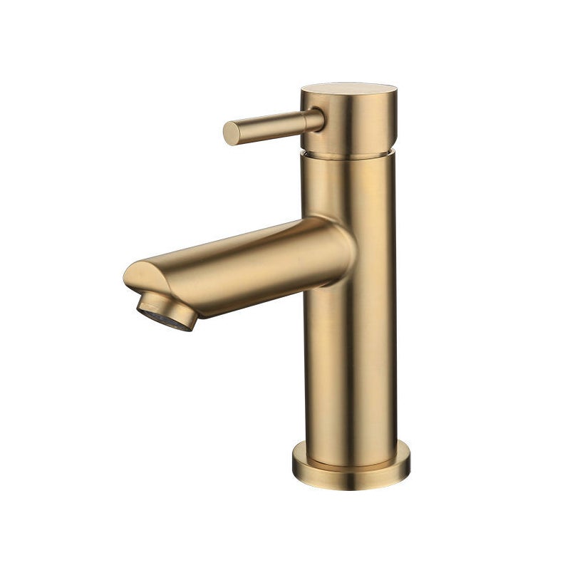 Bateria łazienkowa, bateria umywalkowa jednouchwytowa, stal nierdzewna, wysokość: 16 cm, kolor złoty