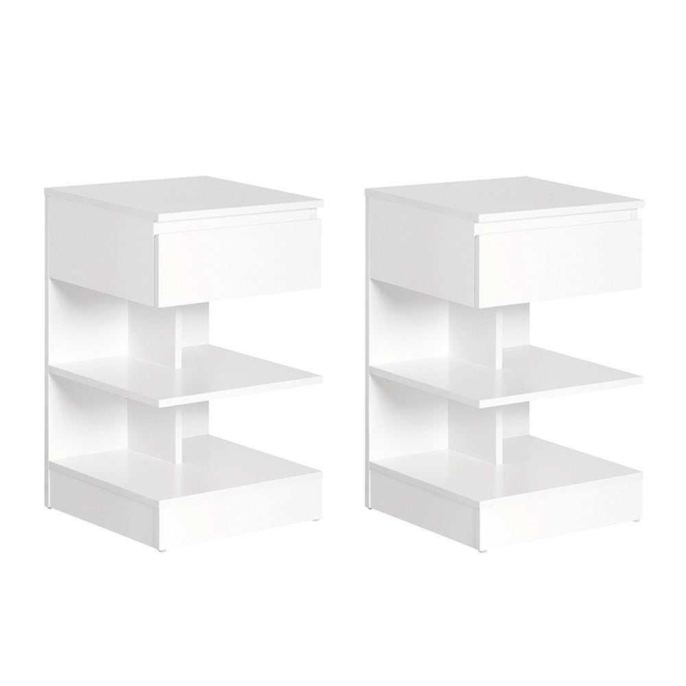 SoBuy Zestaw 2 komód z 1 szufladą Biały 39x39x65cm Minimalistyczny FBT49-WX2