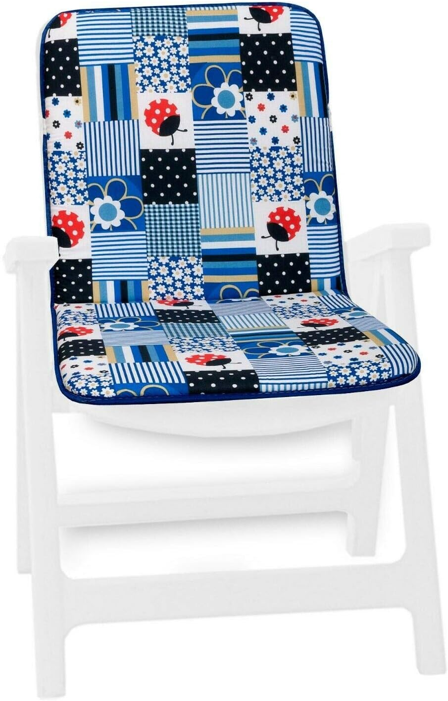 Coussin De Chaise Jardin à Dossier Haut 155x48cm - Rotin Épais, Intérieur Extérieur, Bleu Marine