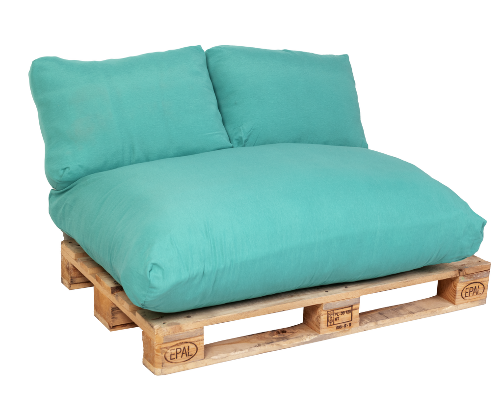 Viphogar set 3 cojines desenfundables para palets turquesa (1 asiento + 2 respaldos)