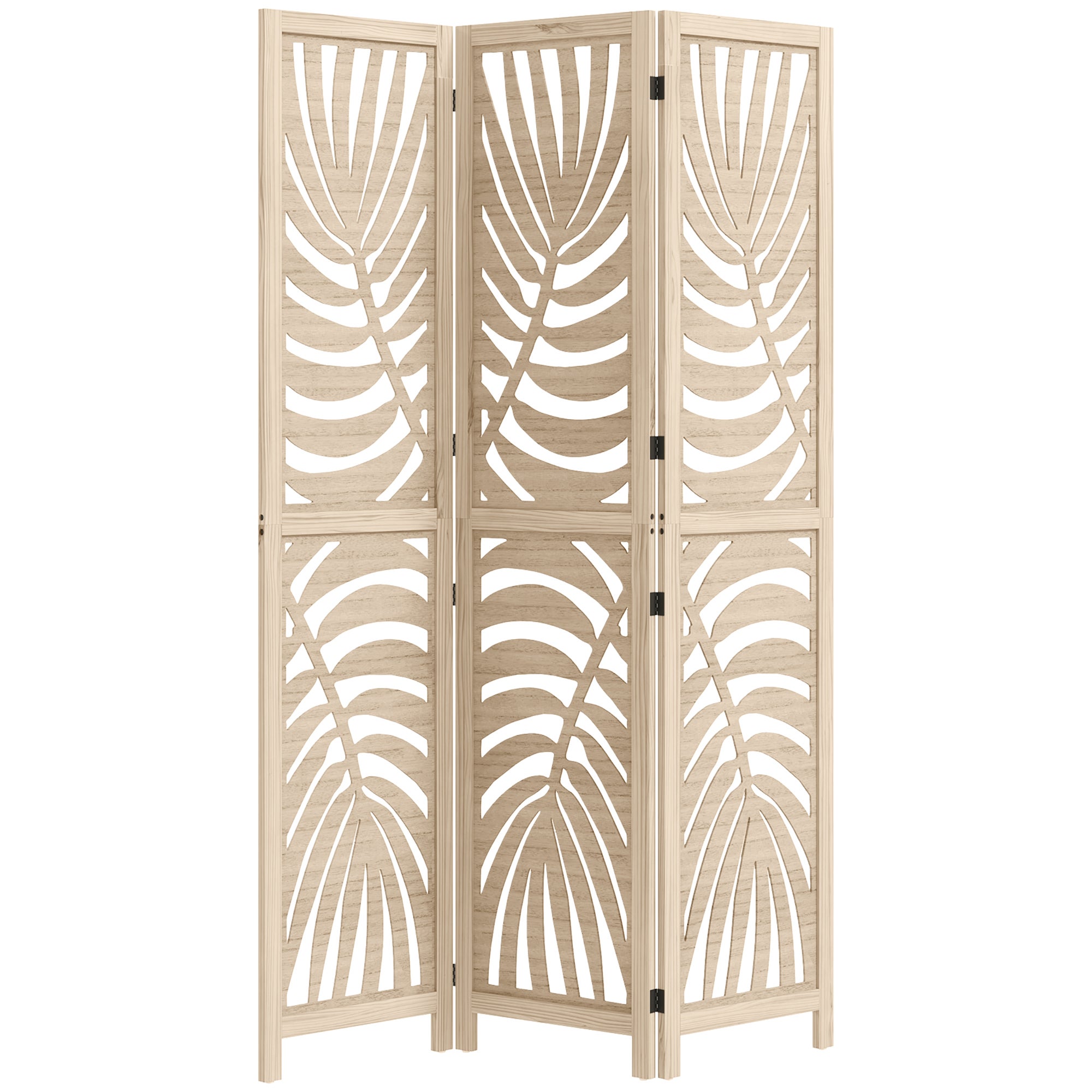 Séparateur pièce 3 panneaux pliable détachable, imprimé feuille palmier tropicale, 120x1,7x170 cm - 2