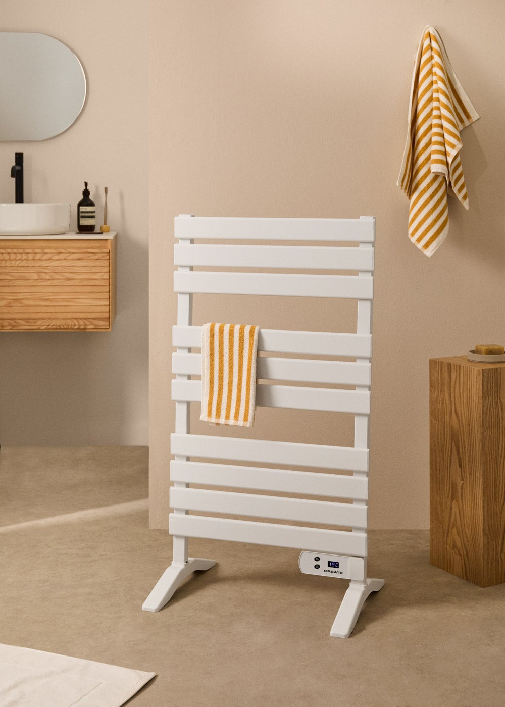 WARM TOWEL - Barra de toalha elétrica para piso ou parede 500W Com patas sam prateleira - 2