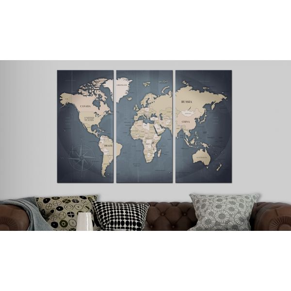 Tableau Cartes du monde Anthracitic World 120x80 cm - 2