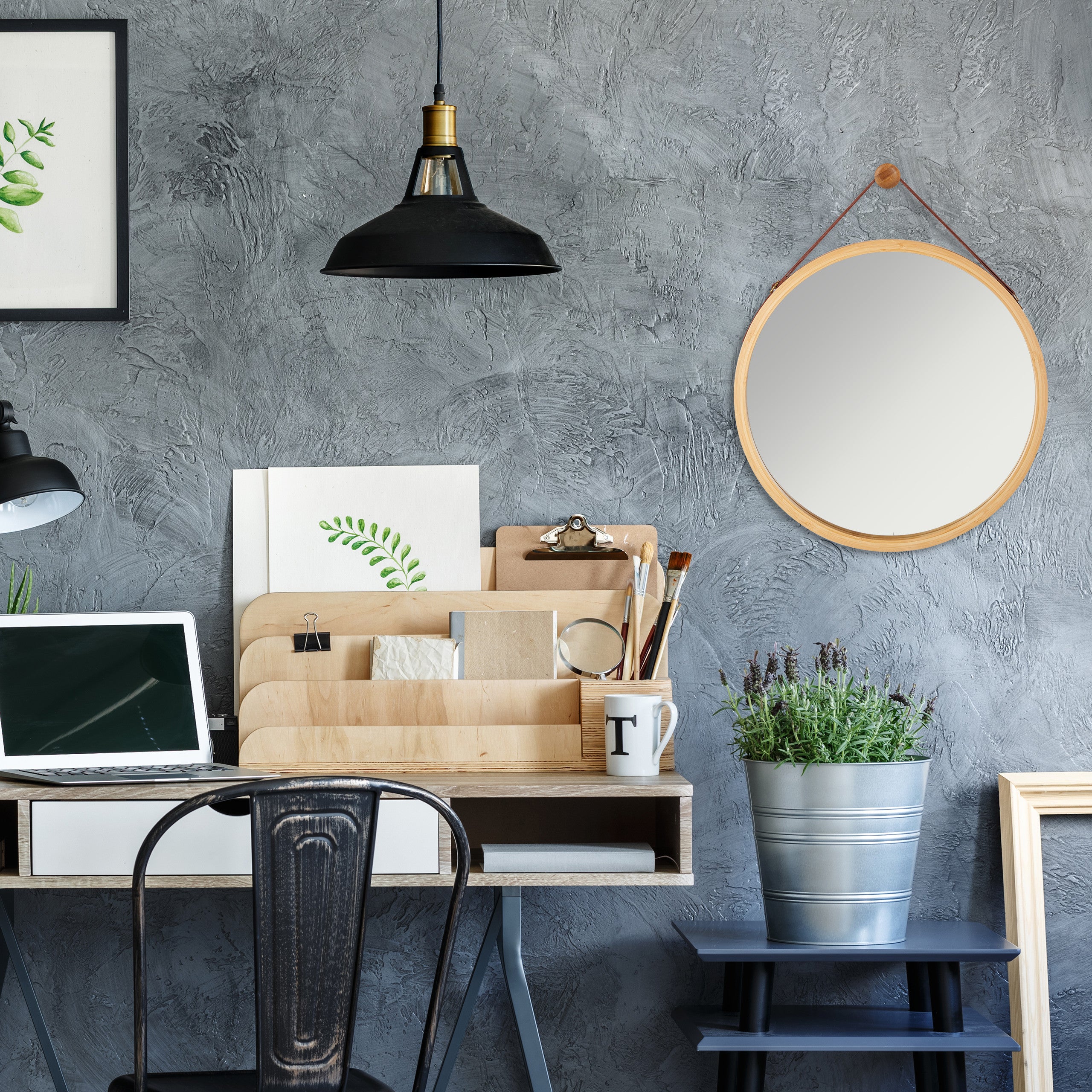 Miroir rond à accrocher, lanière réglable, En bambou, moderne, couloir, salle de bain, ∅: 45 x 60 cm, naturel, Relaxdays - 5