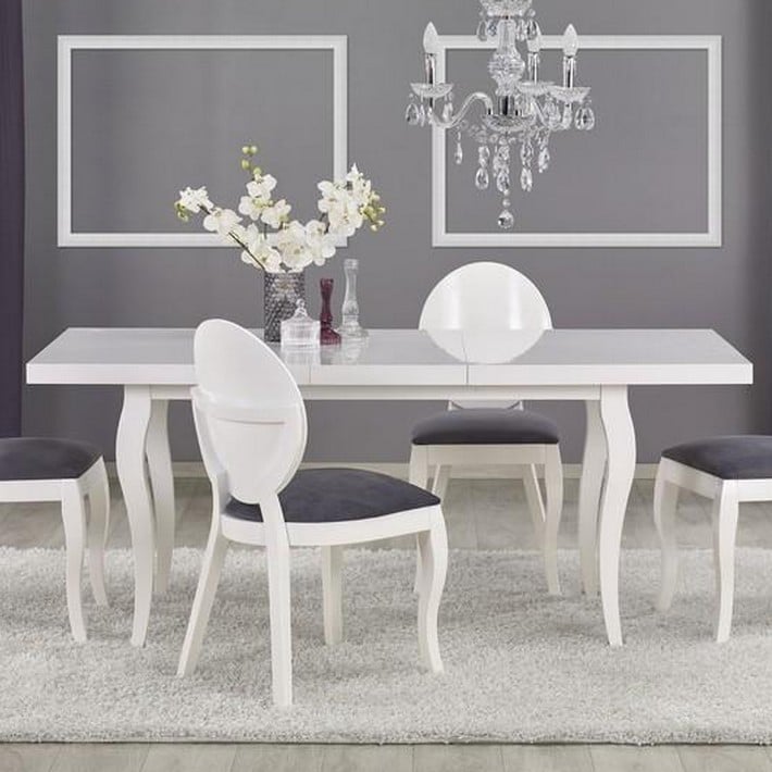 Mso  Mesa De Comedor Barroca Vilta Con Hoja Extensible Blanca , Leroy Merlin