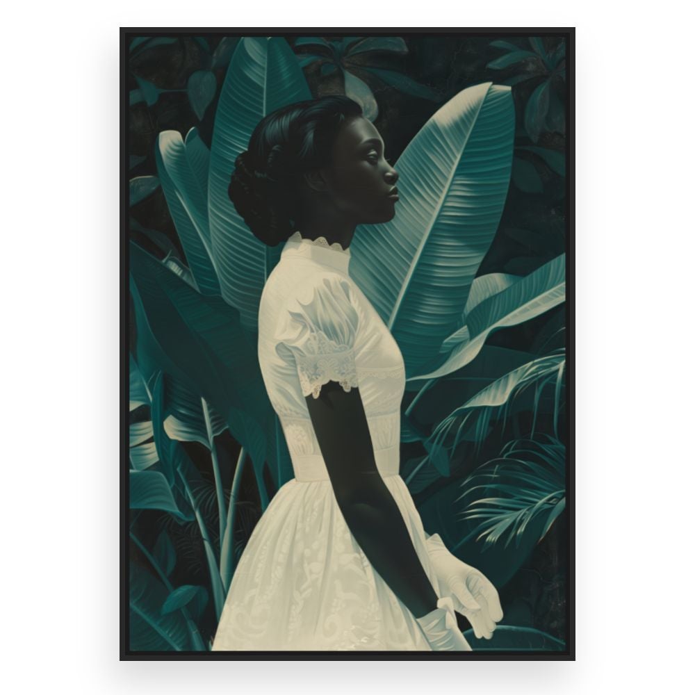 Toile encadrée Élégance tropicale / 100x140cm / Cadre Noir / Fabriqué en France / Toile murale / DADA ART - 3