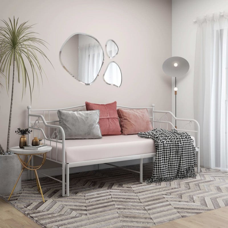 Sofa z wysuwaną ramą łóżka, biała, metalowa, 90x200 cm vidaXL