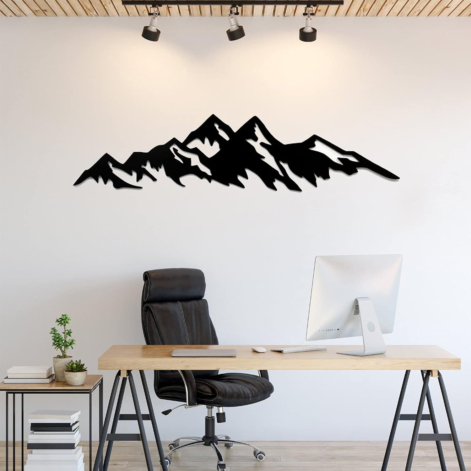 Lot De 4 Décorations Murales Métal Scène De Montagne - Art Minimaliste Moderne