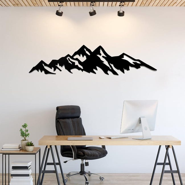 Lot De 4 Décorations Murales Métal Scène De Montagne - Art Minimaliste Moderne