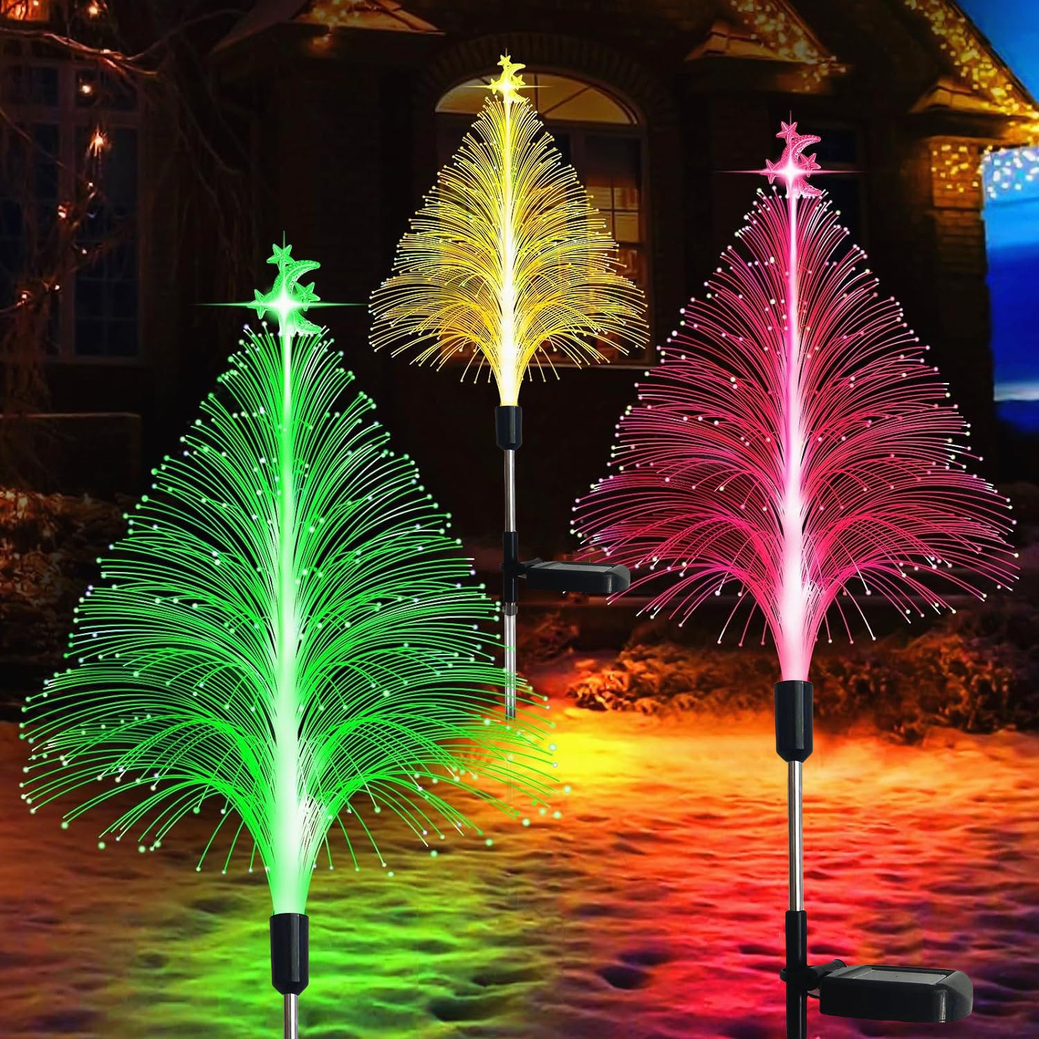 Projecteur Solaire Coloré De Noël - Lumières LED Étanches Avec Télécommande - Décor Jardin Et Intérieur