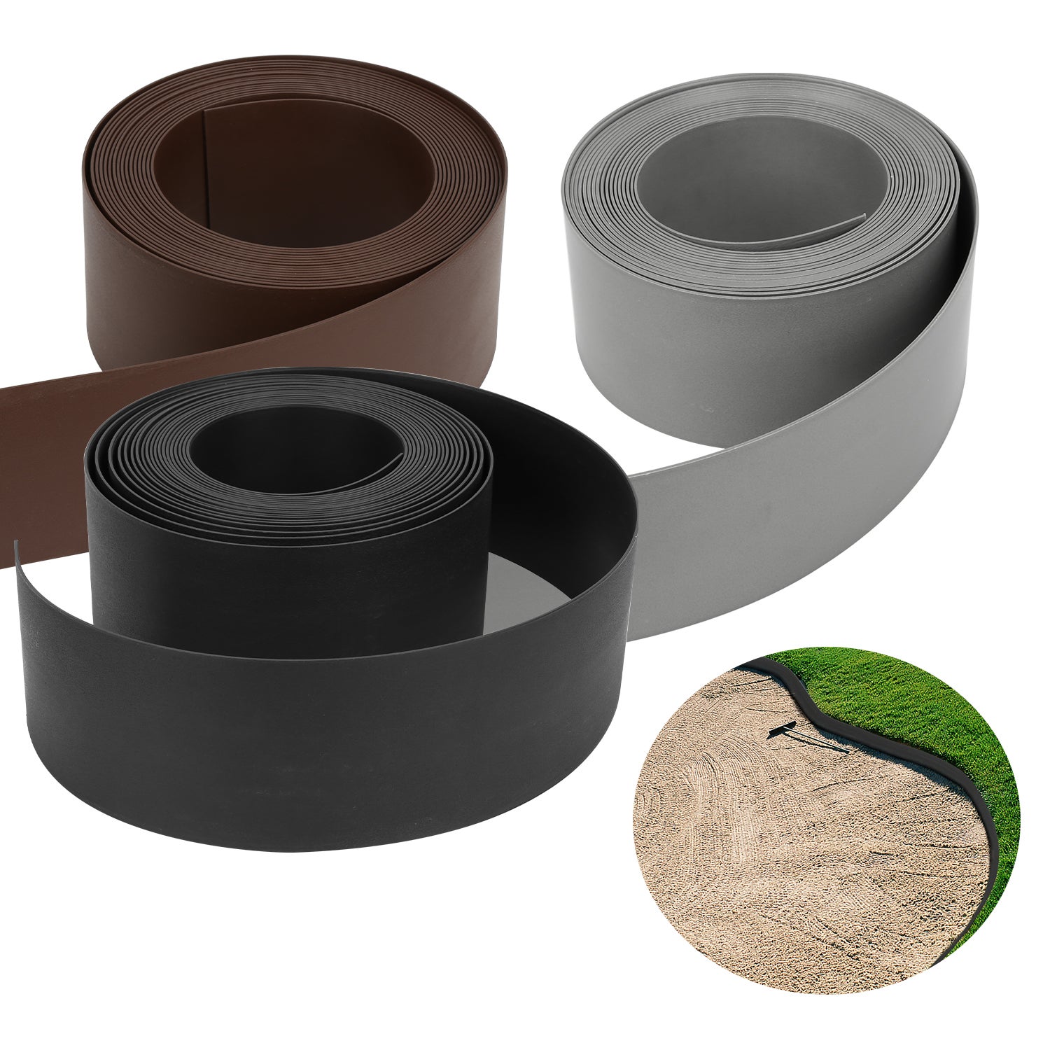 Bordi per giardino Bordi per prato flessibili Bordi per aiuole in plastica dura Bordi per falciatura Giardinaggio 10m*10cm*2mm Marrone | Leroy Merlin