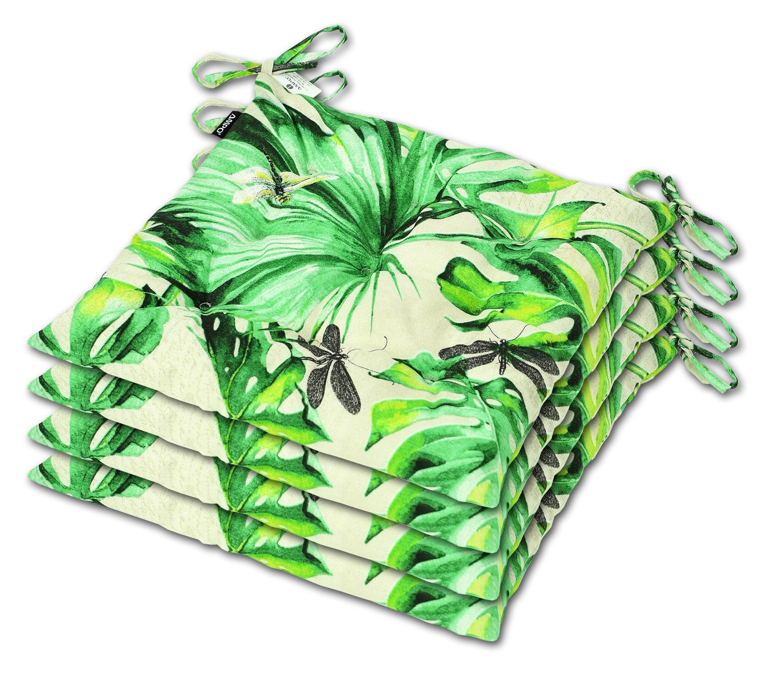 Zestaw poduszek na krzesło ogrodowe do jadalni AMPO 36x36 cm zielony beżowy 4 szt.