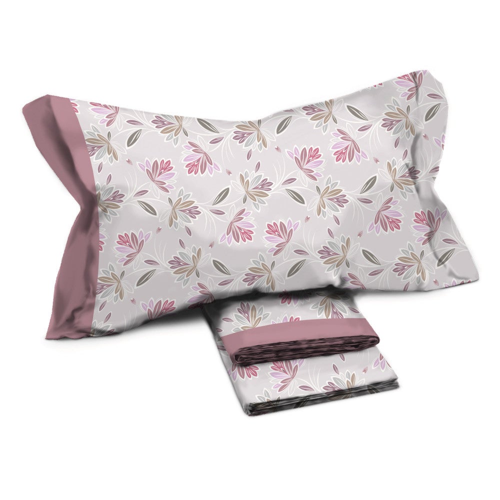 Maxi juego de cama doble de algodón puro - diseño moderno 'elly' color rosa