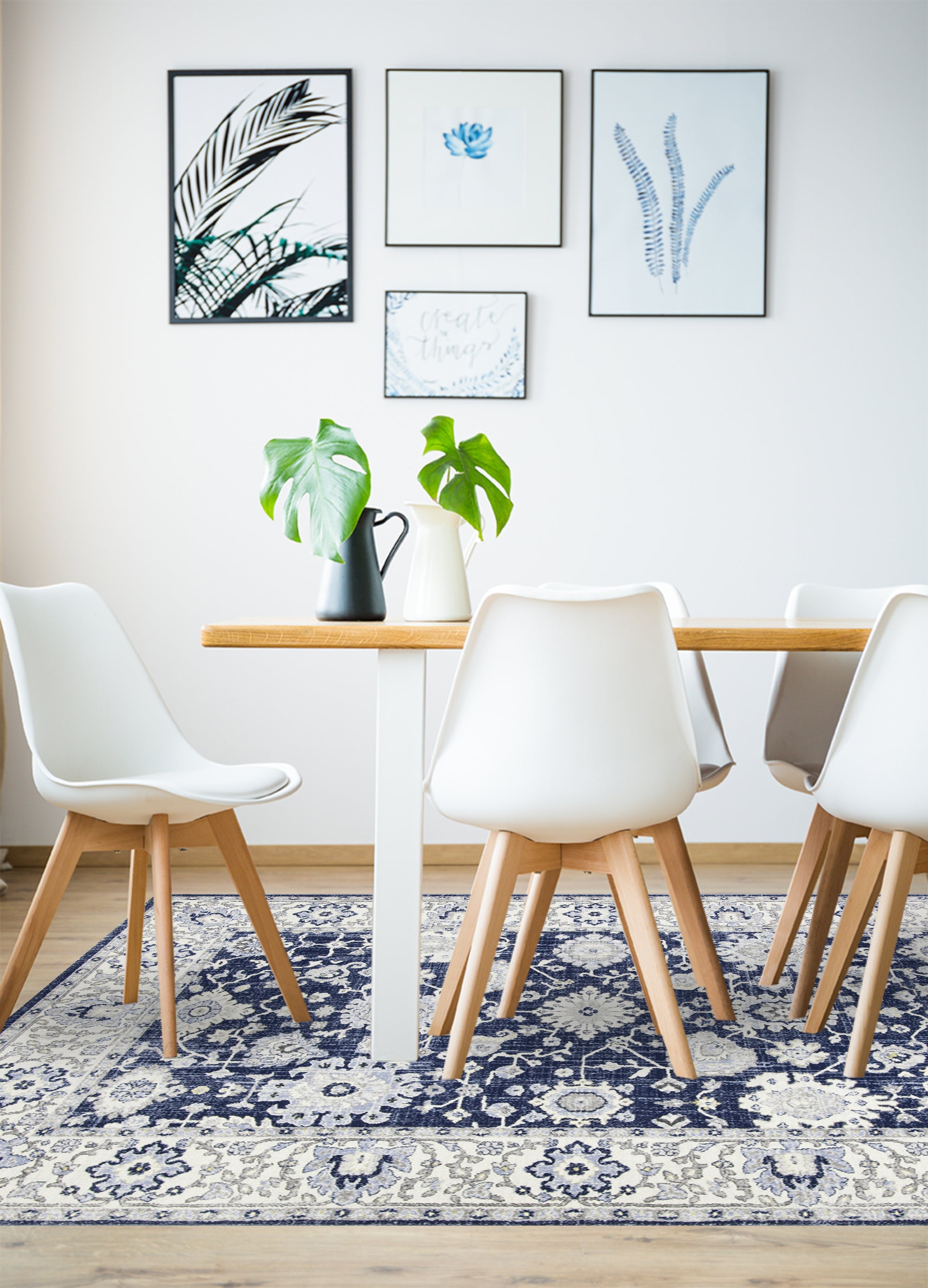 Tapis antidérapant en vinyle, Teherán azul 160x240 cm - PVC imprimé, lavable, ignifuge, pour le salon et la cuisine - 8