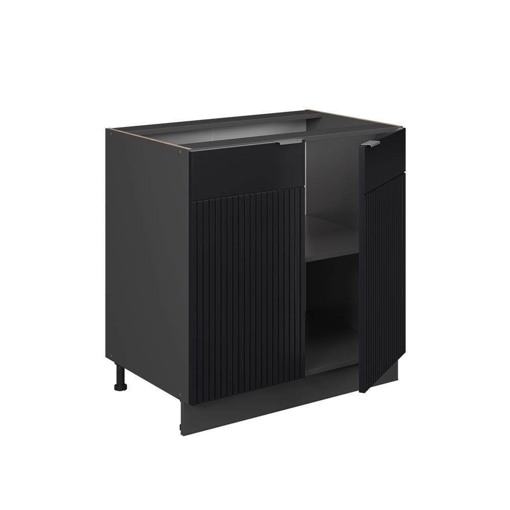 Vicco Szafka pod zlew Fame-Line, Czarne paski, 80 cm z półką, BP Dąb