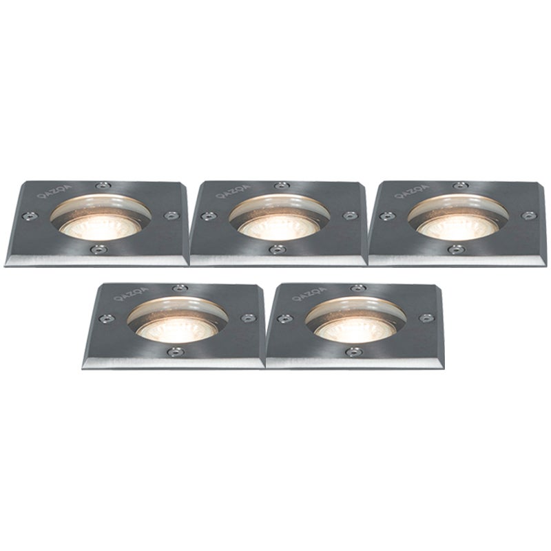Zestaw 5 stalowych reflektorów naziemnych IP65 - Basic Square