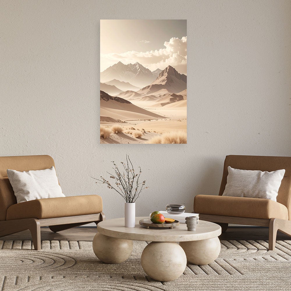 Obraz nowoczesny do salonu sypialni biura, Pejzaż górski w beżu 40x60 - 2