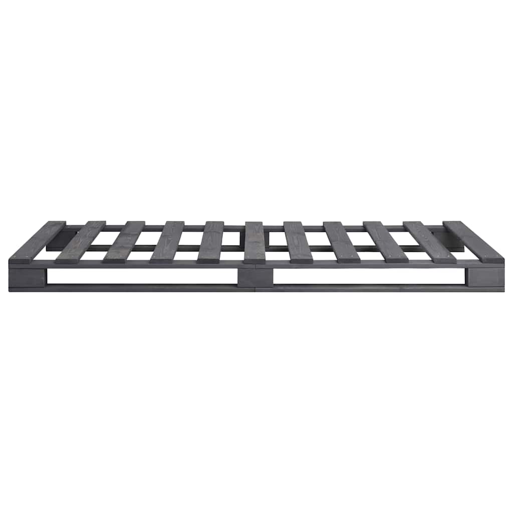 Cadre de lit de palette sans matelas, bois massif, gris, pour la chambre, 100 × 200 cm - 4