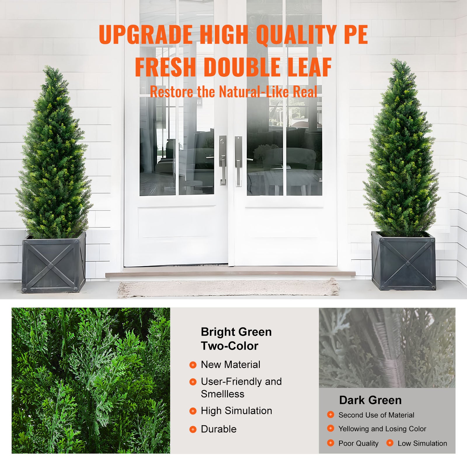 Set di 2 alberi topiari artificiali in cedro SucceBuy, altezza 122 cm, pini e cipressi finti sempreverdi con vaso, per interni/esterni, trattamento UV - 4