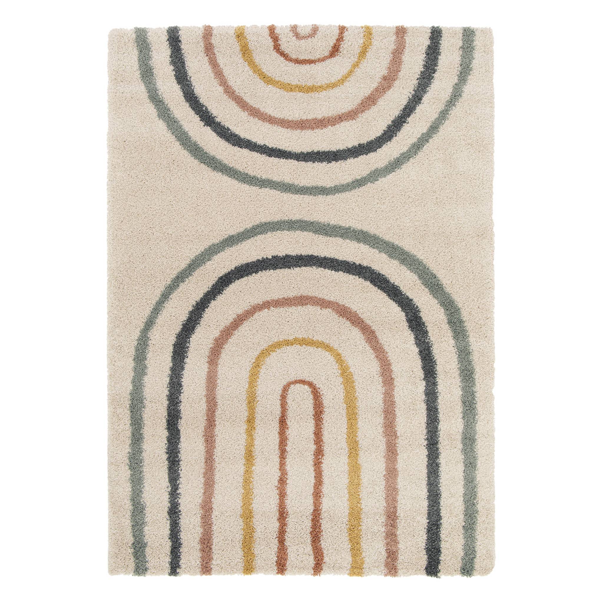 Tapis enfant arc-en-ciel 80x150cm. tapis intérieur crème et multicolore. poils longs shaggy DAKOTA - 2