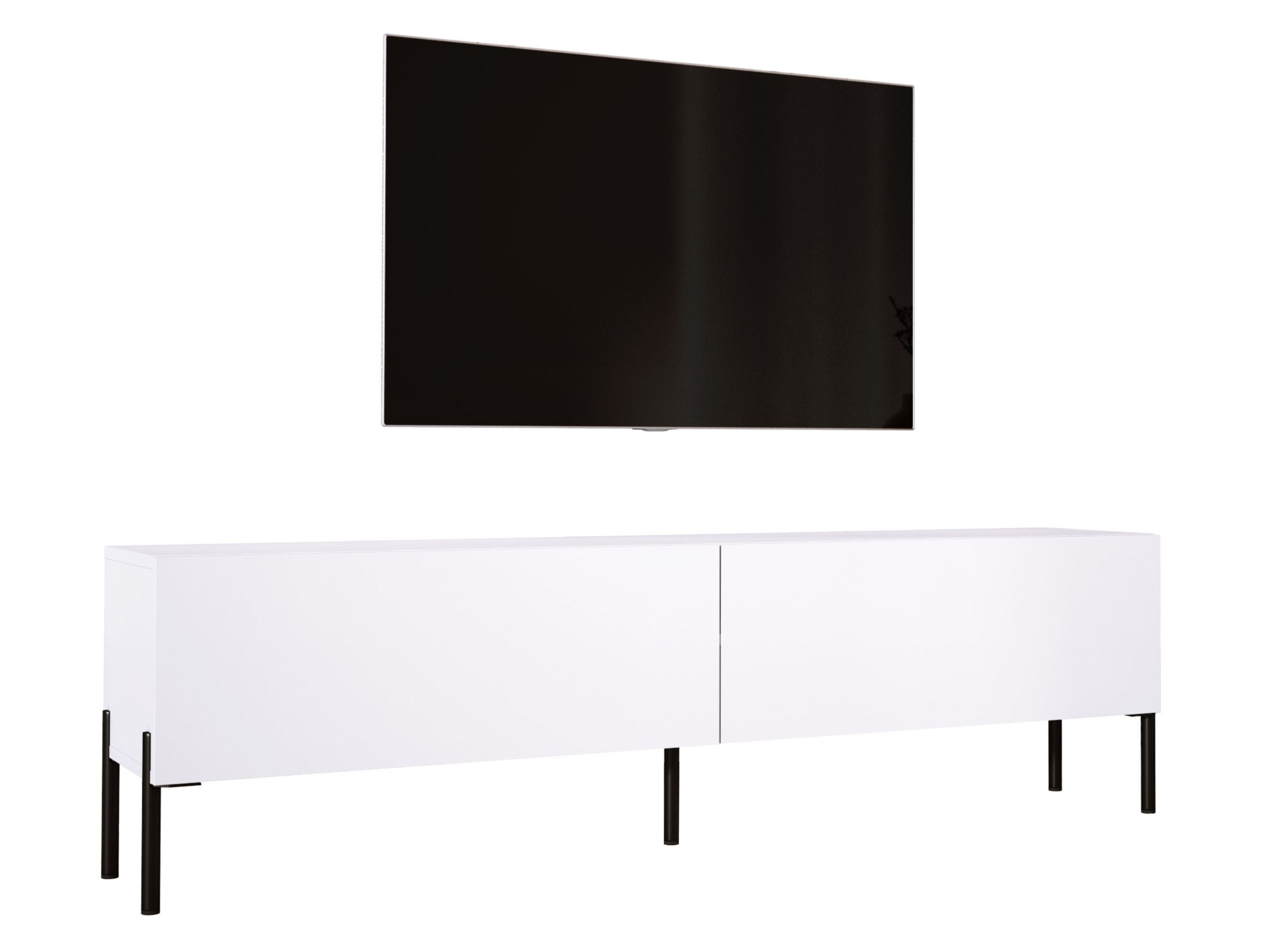Szafka RTV : Biały Matowy, czarne nogi, 170 x 32 x 52 cm