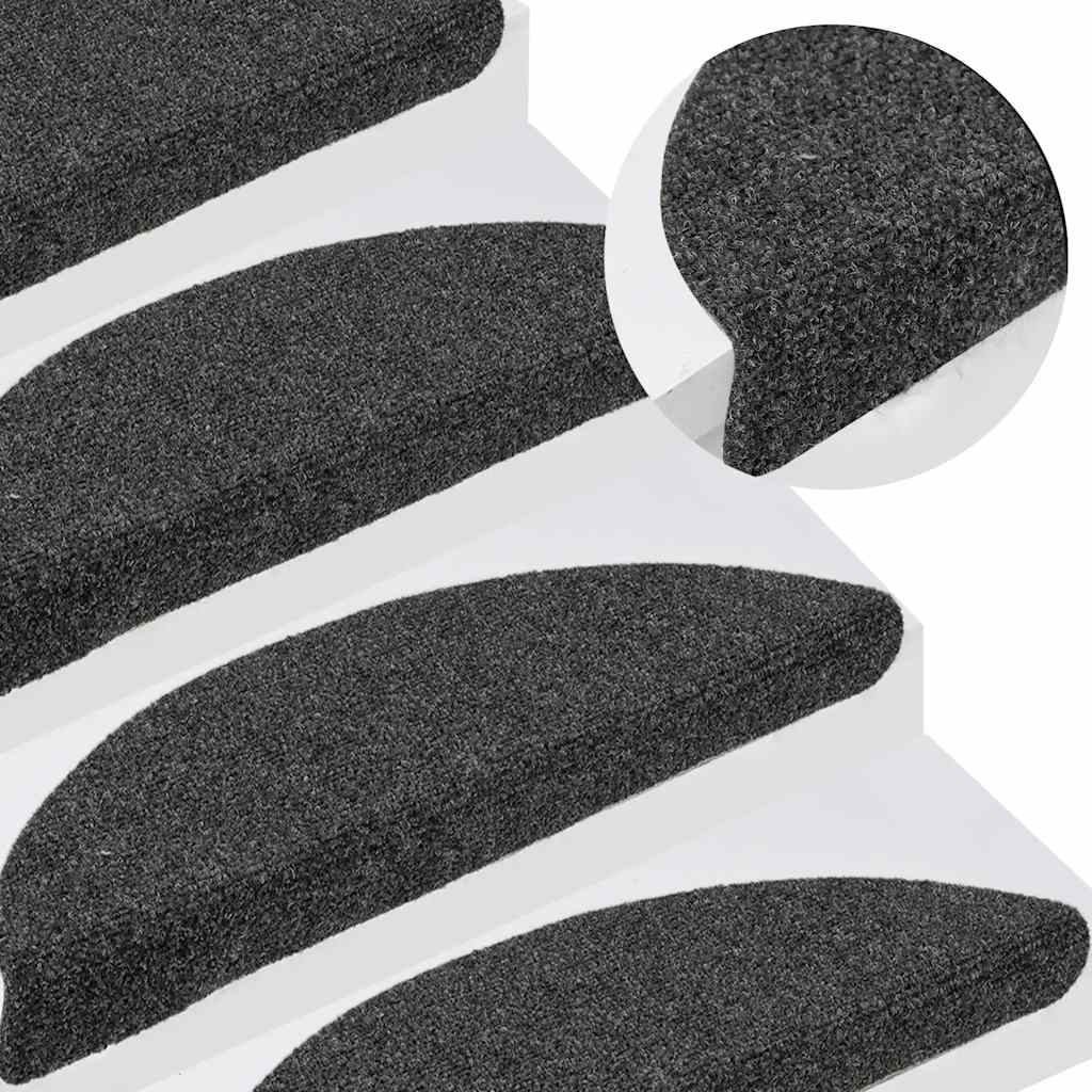 Maison Exclusive - Tappetini per scale autoadesivi 15 pz 65x21x4 cm Antracite Semicircolari Grandi - 5