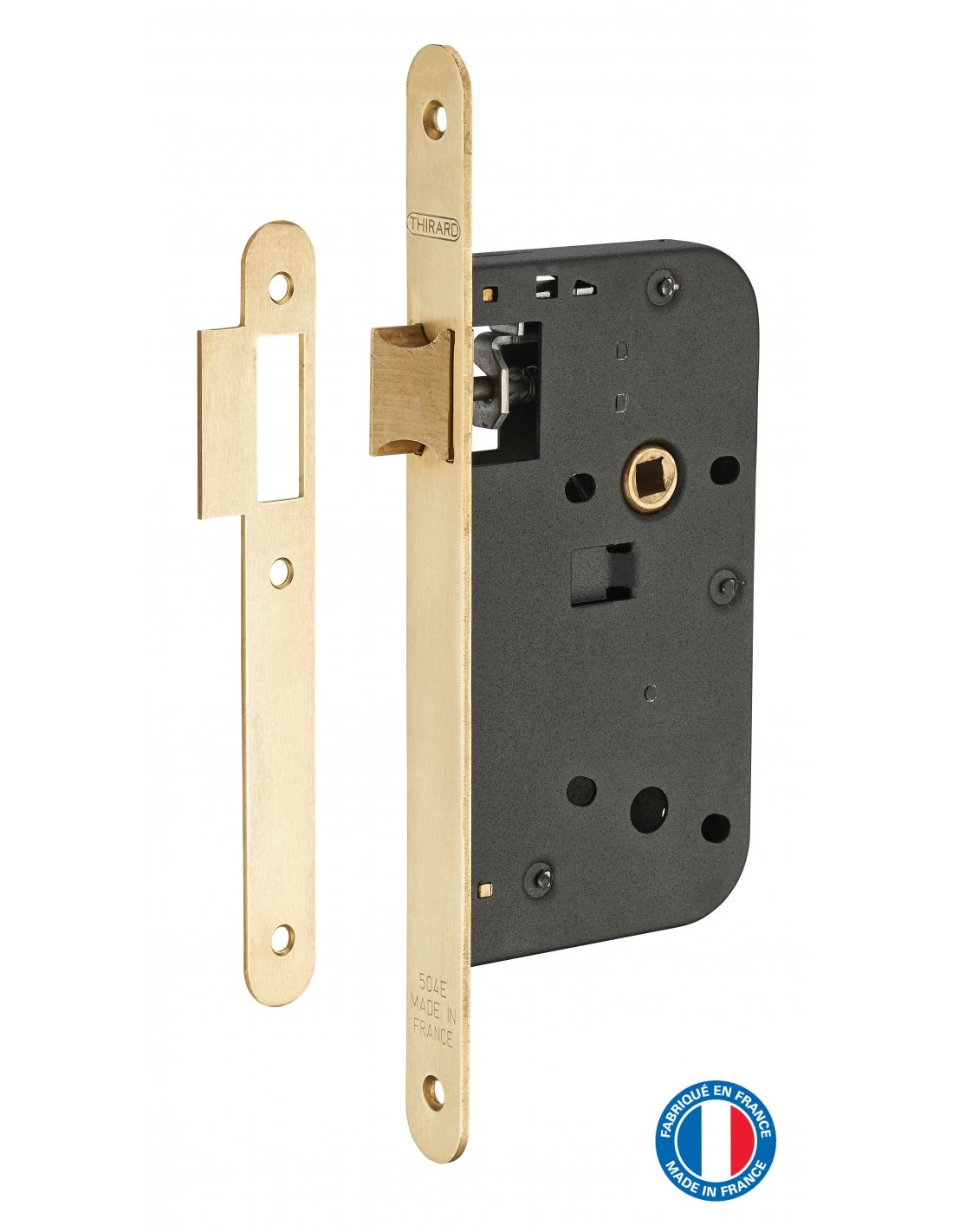THIRARD - Serrure encastrable pour porte intérieure, axe 50mm, bouts ronds, laiton brossé - THIRARD - 2