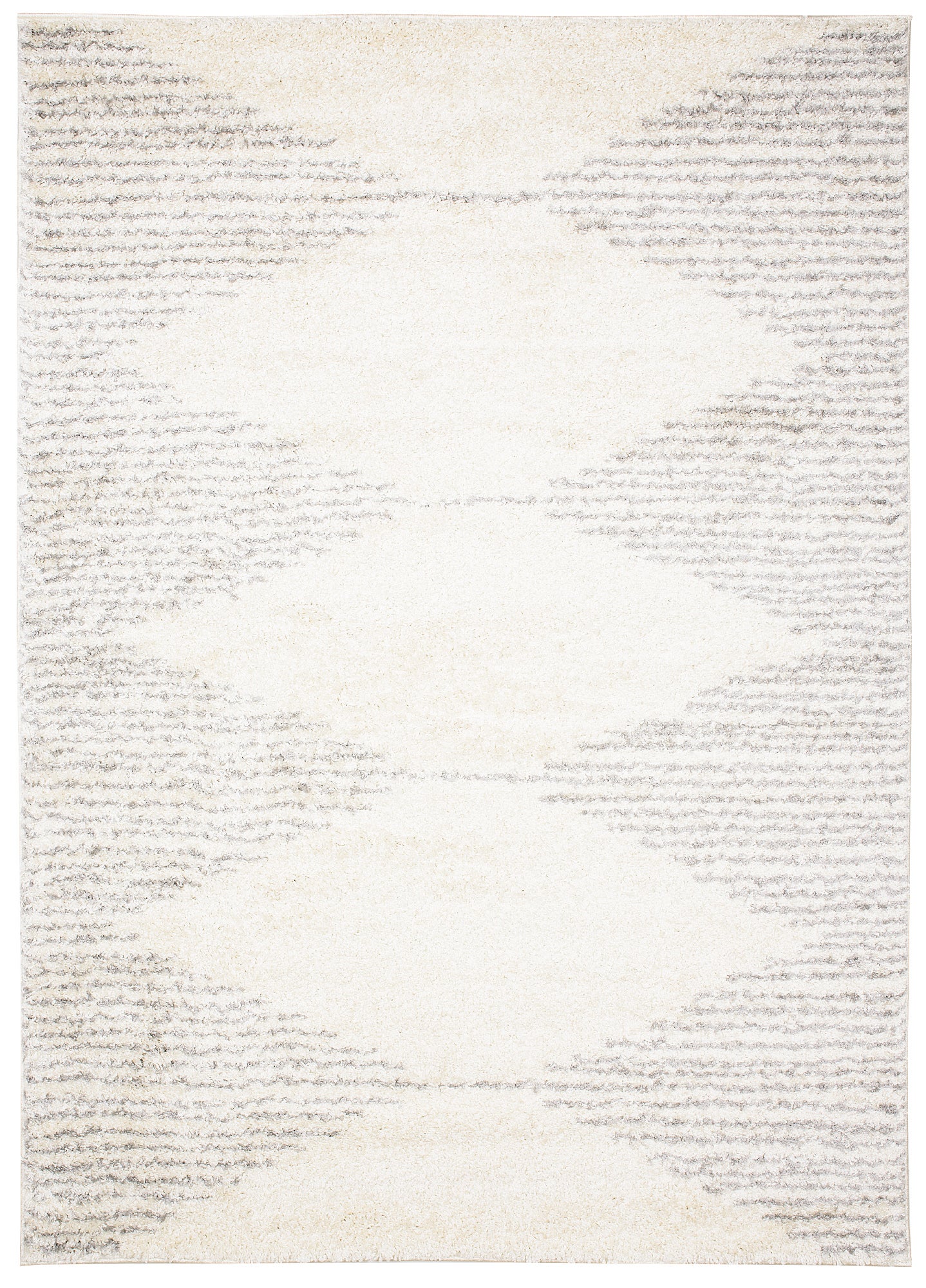 TAPISO Delhi Tappeto Shaggy Moderno Morbido Soggiorno Salotto Panna Grigio Geometrico Astratto Linee Strisce Righe 60 x 100 cm - 2