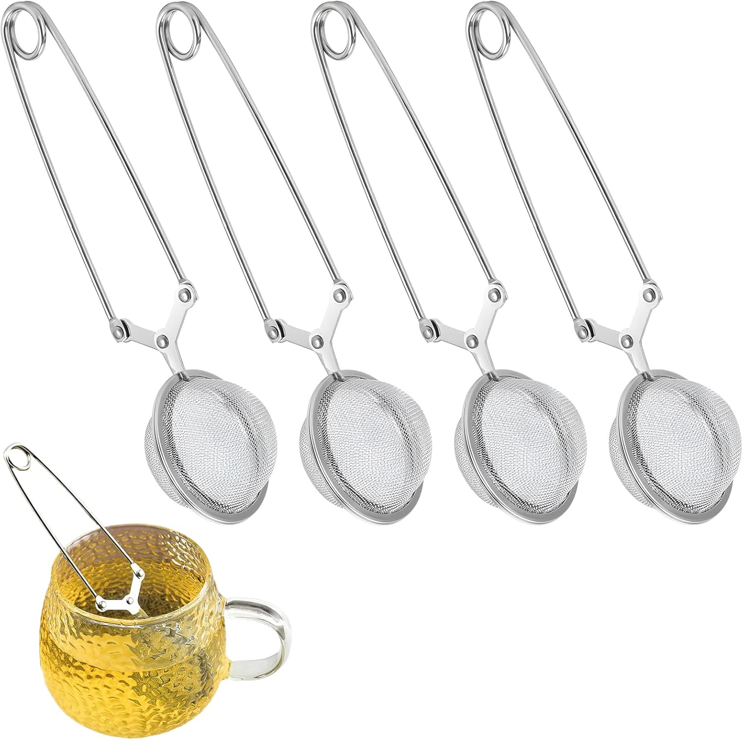 Set 3 Infusori Per Tè A Sfera In Acciaio Inox Con Manico - Filtro A Maglia Fine Per Foglie Sfuse, Spezie E Infusi - Portatile E Lavabile In Lavastoviglie