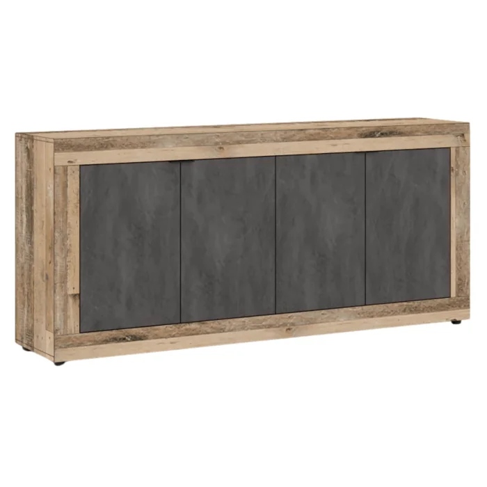 Komoda Drewniana Do Salonu Przedpokój Biura Vintage Dąb Grafit BLAGO 180 cm