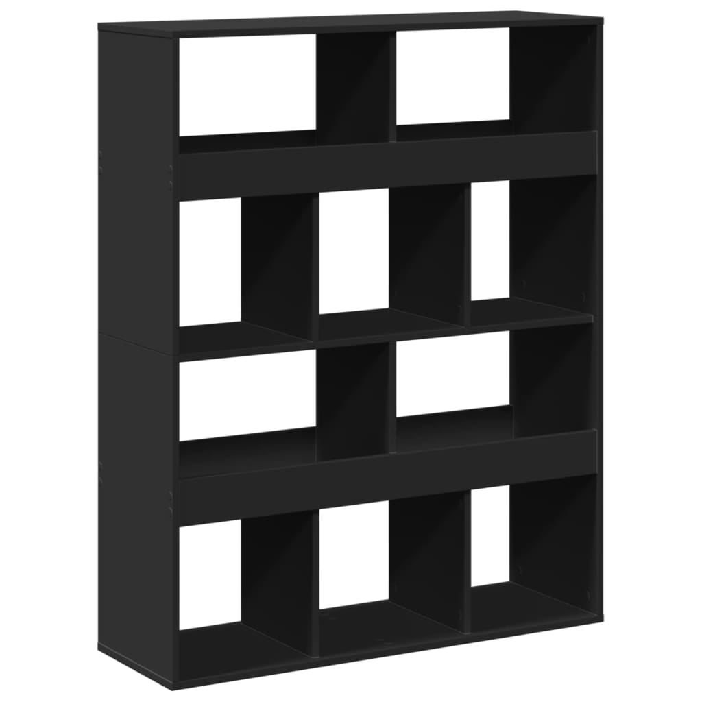 Biombo separador de ambientes - madera ingeniería negro 100x33x125,5 cm