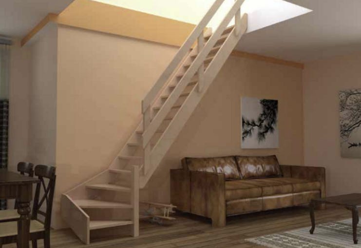 Escalier de meunier - Hêtre - 70cm - Quart tournant à droite | Leroy Merlin