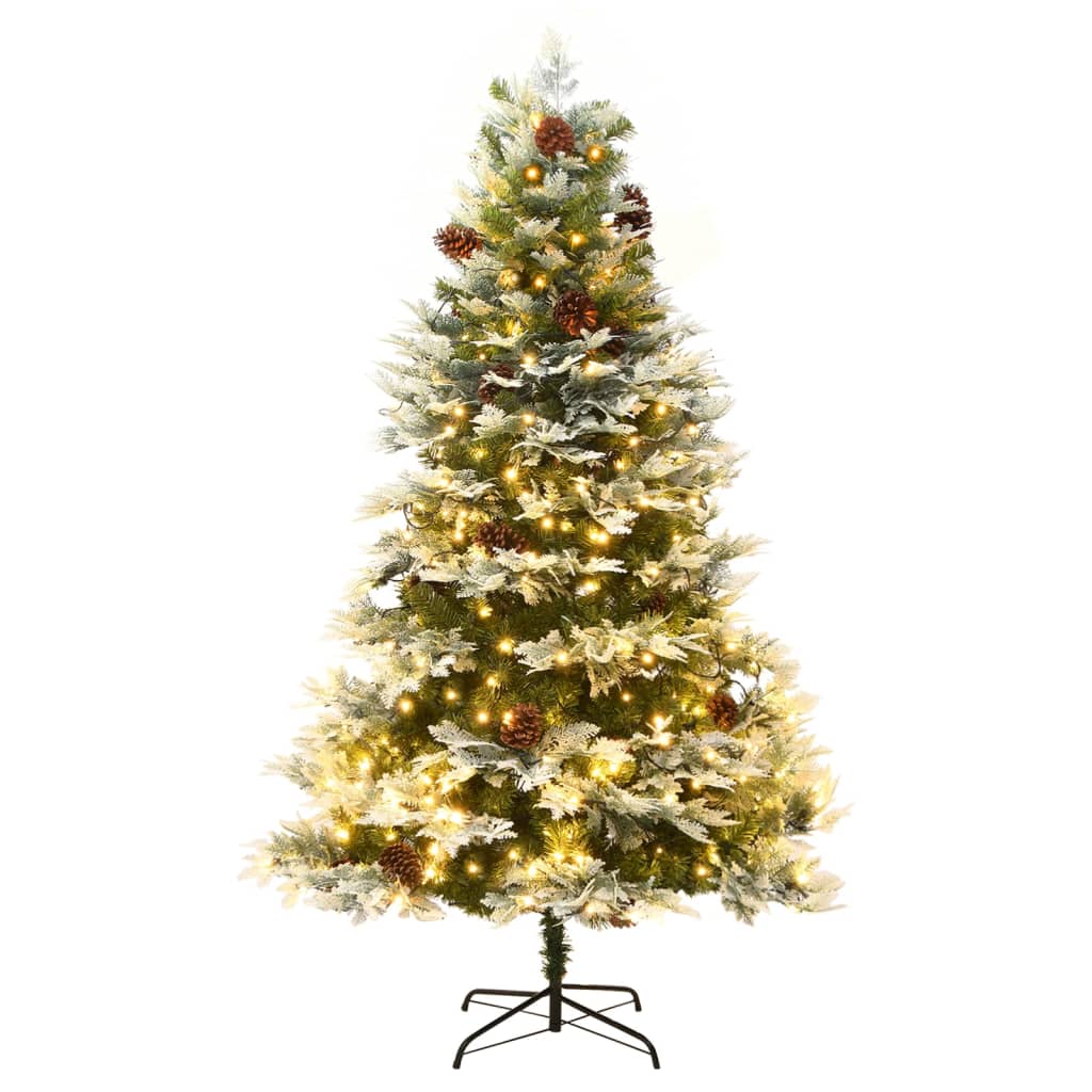 Sapin de Noël Arbre de Noël prééclairé et pommes de pin vert 225cm