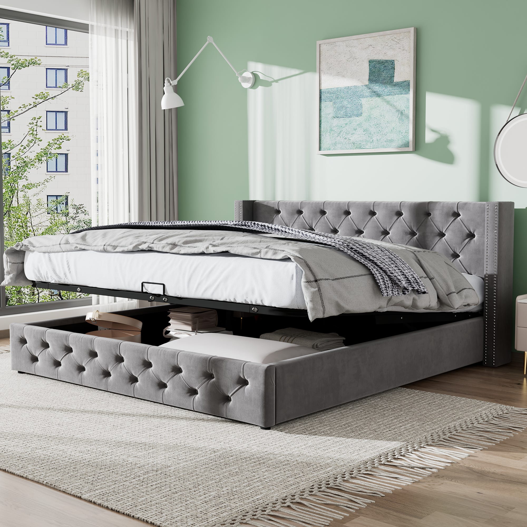 Lit Coffre 180x200 Cm , Lit Double Capitonné Avec Lampe De Lecture Et Charge Usb Type C Metal Lin Bois Massif Sans Matelas Beige 97862232 Lit Coffre 180x200 Cm , Lit Double Capitonné Avec Lampe De Lecture Et Charge Usb Type C Metal Lin Bois Massif Sans Matelas Beige 97862232