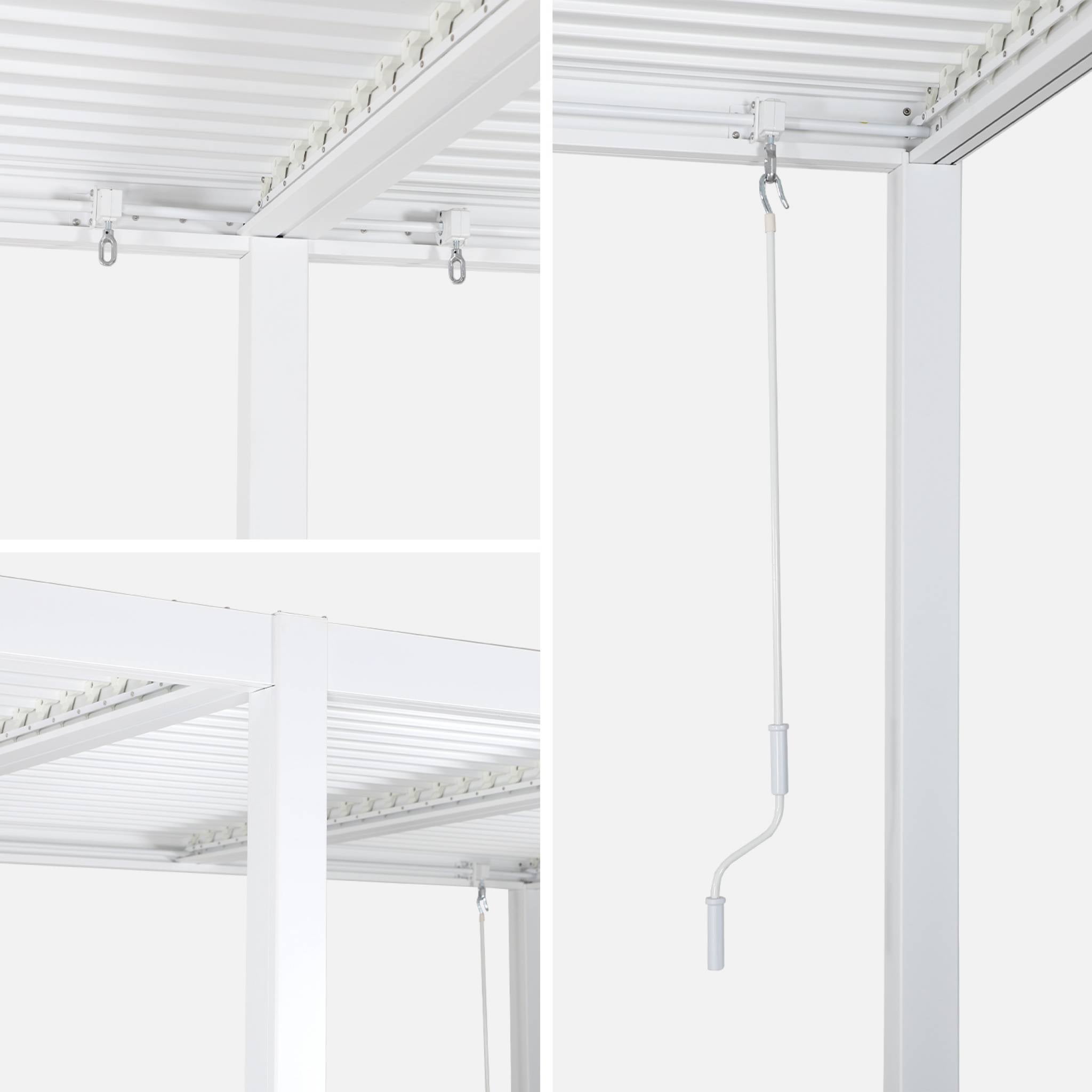 Pérgola bioclimática alumínio e aço lâminas orientáveis 3x6m Palace, Palace 3x6m, Branco, 574x292x231 cm - 6