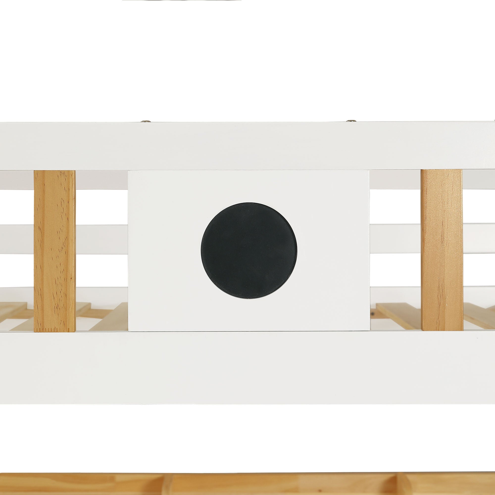Lit Superposé Enfant 90X200 cm avec Escalier Rangements, Lit D'enfant avec garde-corps, 2 Tiroirs + ÉtagèRes Ouvertes - Pin + MDF- Blanc + Naturel - 8