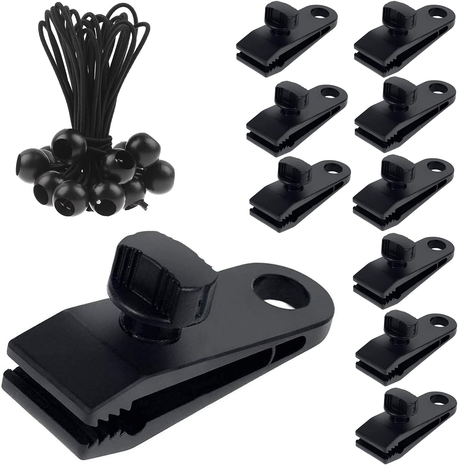 JMIATRY 60 Pièces Pince à Bâche Clip Tente Camping - Clips Fixation Robustes Avec Cordons Et Mousquetons