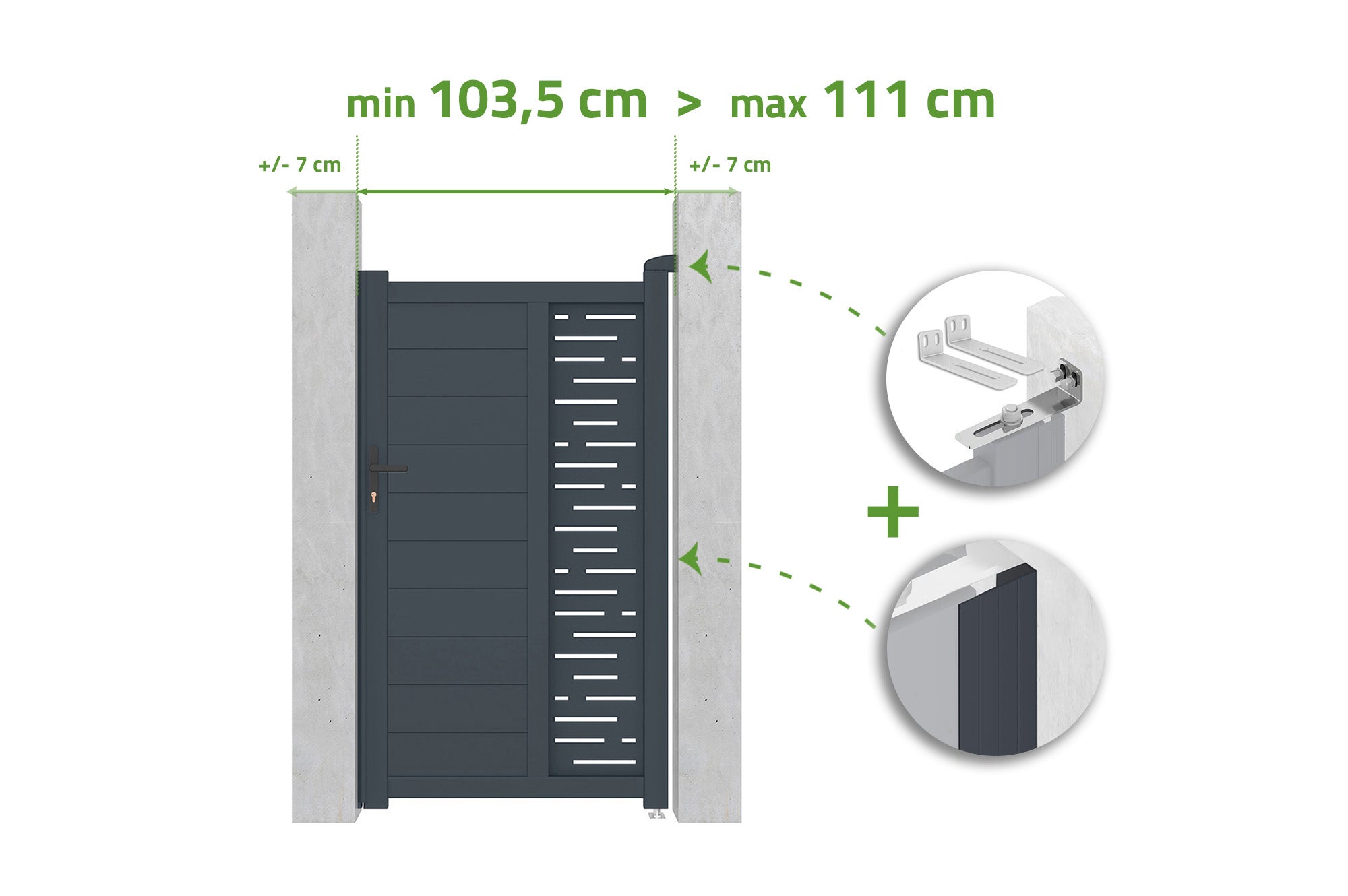 Brama regulowana o szerokości 1m ARLBERG H.180cm szara aluminiowa