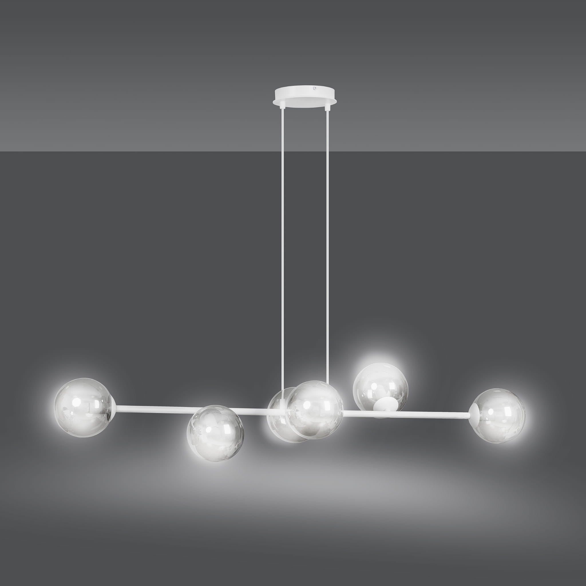 Lampa wisząca Rossi biała dymiona 6xE14x10W wym: 100 x 110 cm szkło Emibig - 3