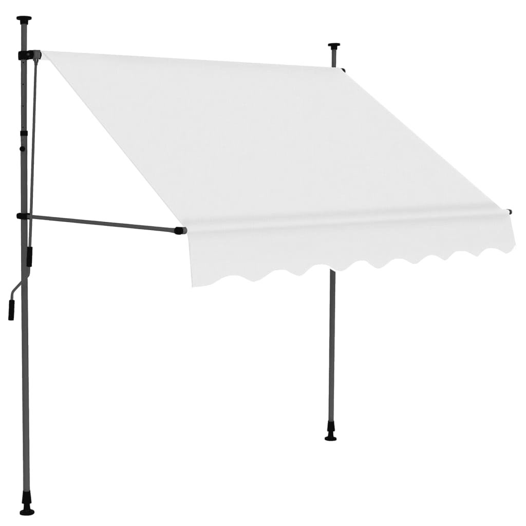 VidaXL Tenda Da Sole Retrattile Manuale 4,5x3 M Con Pali - Tessuto Crema E Struttura Grigia, Antiruggine E UV - 3