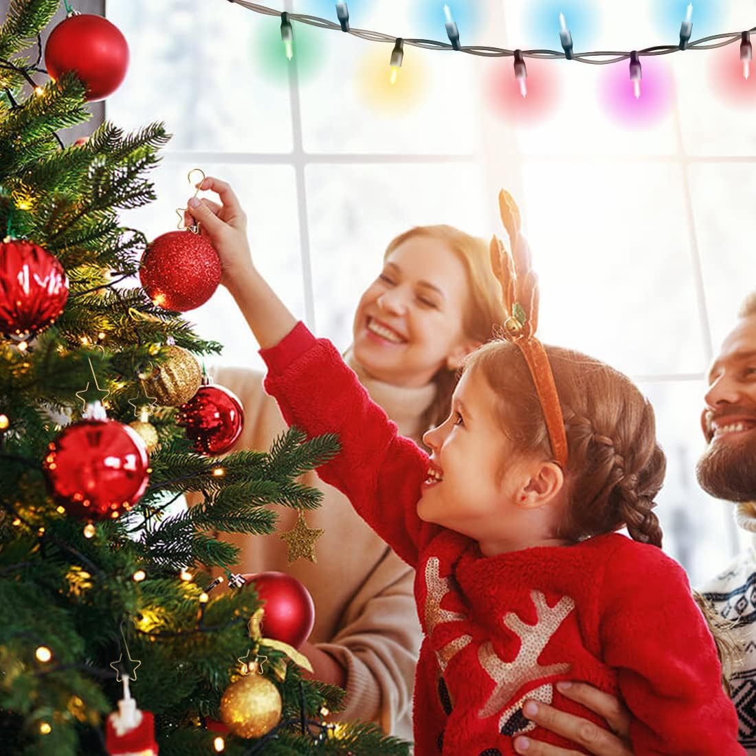 100 ganchos de bauble s de natal, ganchos de bauble s de árvore de natal com estrela, pequenos ganchos de metal para pendurar - 4