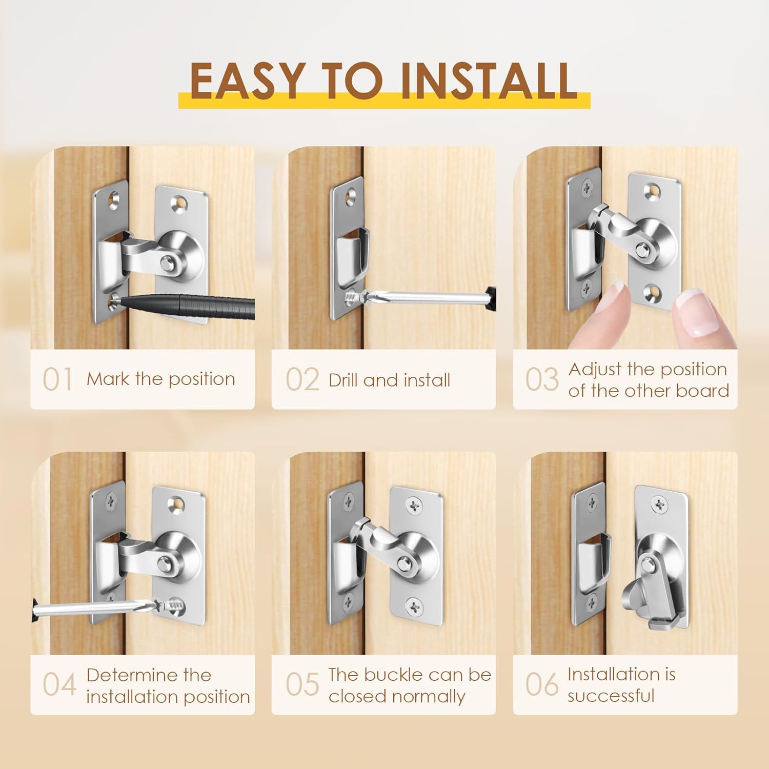 Namvo Lot De 2 Loquets De Porte D'angle Droit En Acier