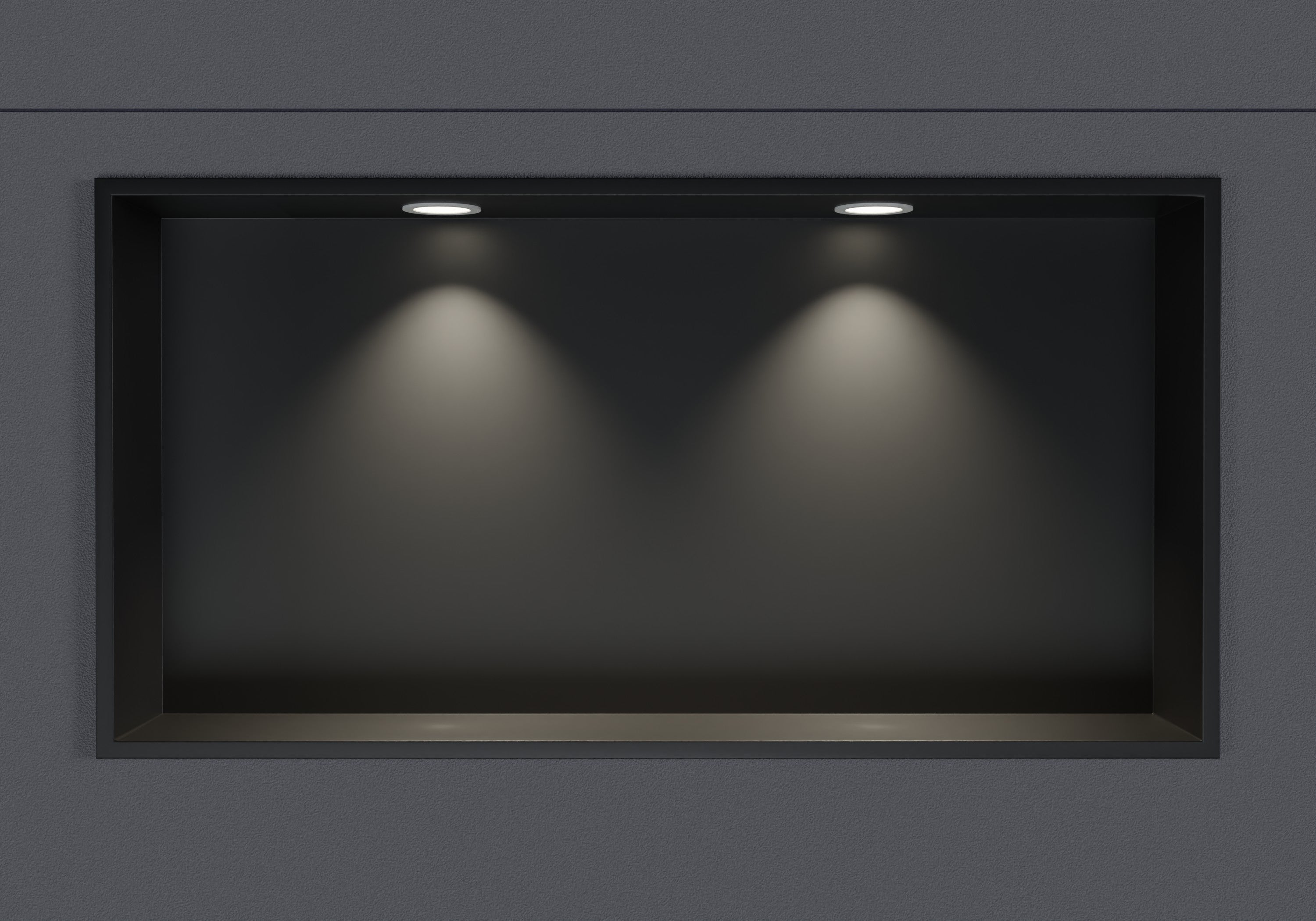 Douche Murale En Acier Inoxydable Avec LED - Étagère Encastrée 60x30 Cm, Noire, Installation Sans Carrelage - 3