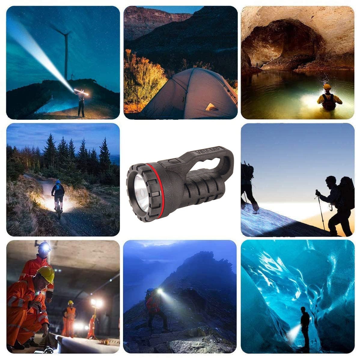 Phare à main en caoutchouc (incassable) LED 0,5W (2D non fournies) Autonomie 100h - 4