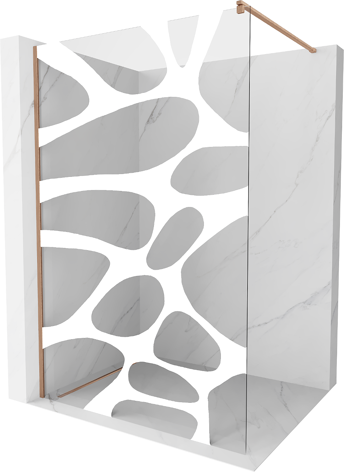 Mexen Kioto ścianka prysznicowa Walk-in 90 x 200 cm, biała fala 8 mm, miedź szczotkowana - 800-090-101-65-97