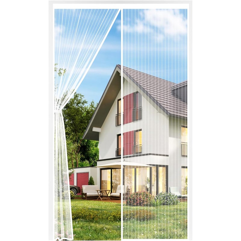 Moskitiera na drzwi/okno 120x220cm – Gęsta siatka, samozamykające się magnetyczne zamknięcie, ochrona przed muchami, bez wiercenia