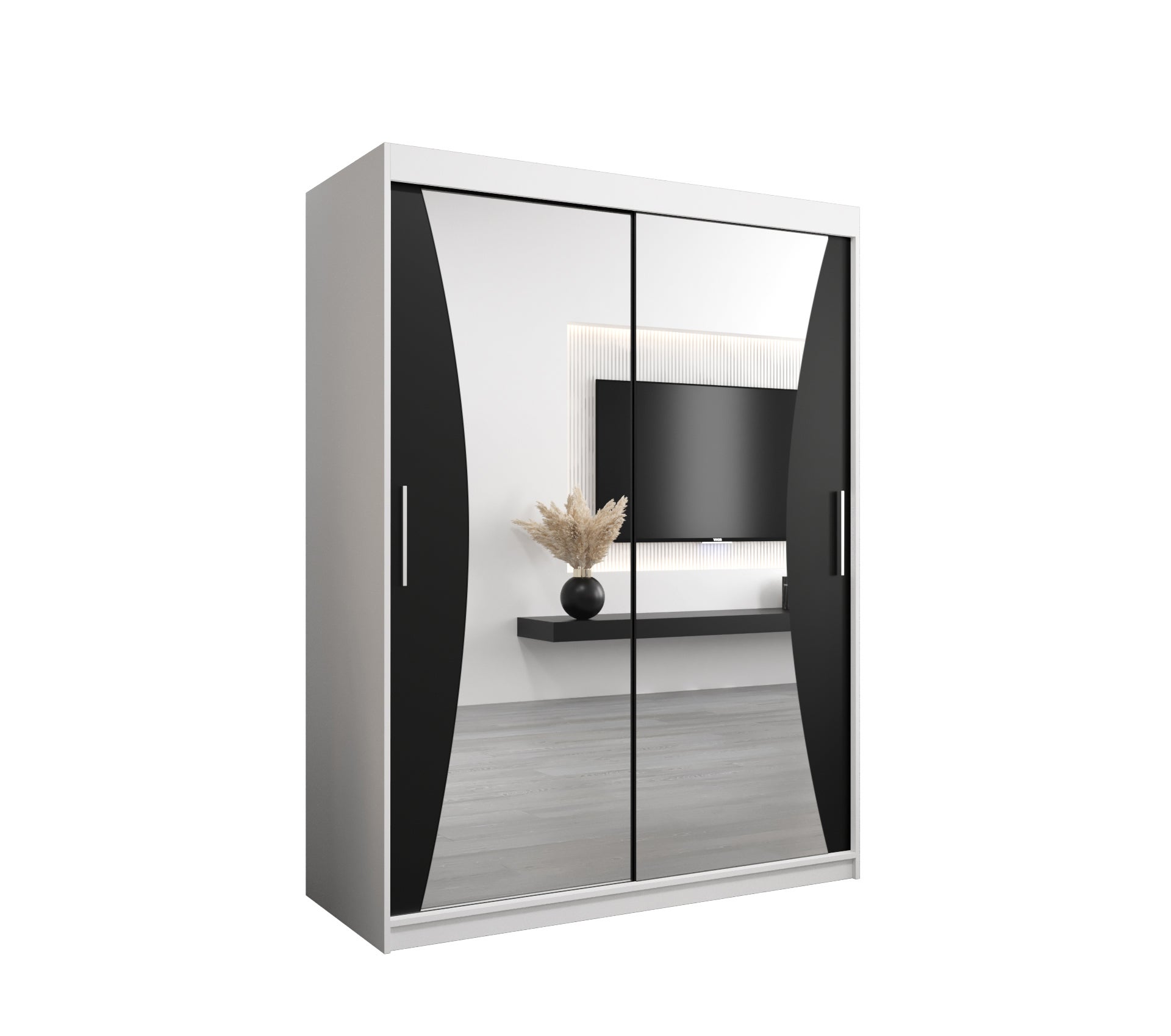 Szafa przesuwna garderoba MONACO 150 x 62 x 200 cm Biały + Czarny - Abiks Meble