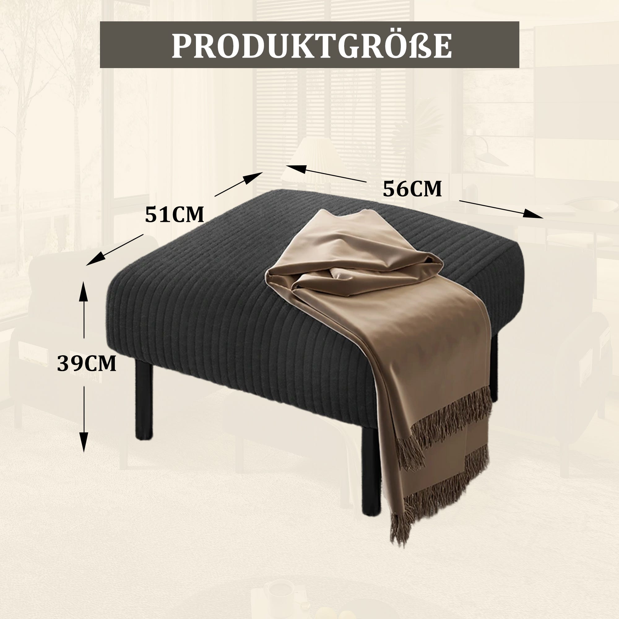 Tabouret haut de gamme en tissu côtelé cadre métallique,velours ultra ...