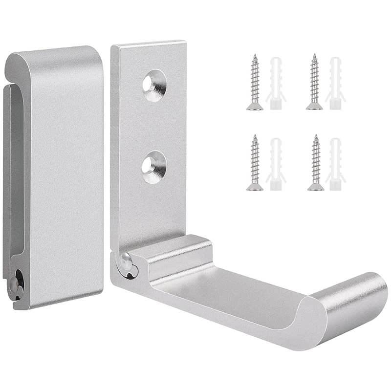 Zestaw 2 składanych haczyków - Składane haczyki ścienne 90° - Aluminiowe - O nośności 15 kg - Srebrne